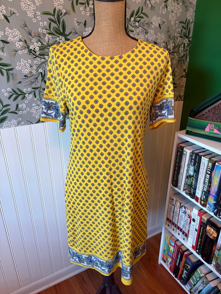 Michael Kors Yellow Printed Short-Sleeve Shift Dress